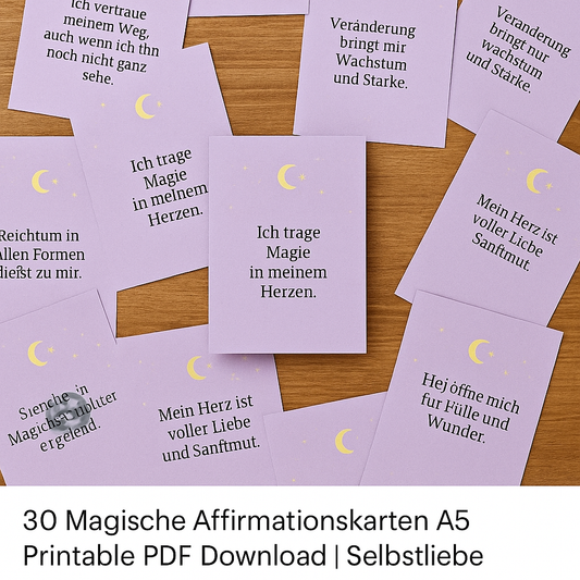 30 Magische Affirmationskarten A5 PDF Download Selbstliebe Spiritualität Talismara