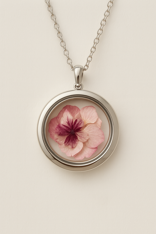 Glasamulett Trockenblumen rosa