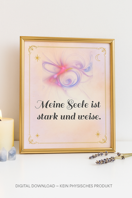 Affirmationskarten Set 25 Karten Innere Stärke Digital Download Magische Motive Selbstliebe Achtsamkeit Printable